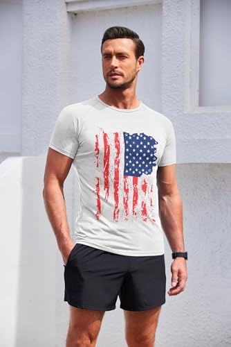 41clSly3VAL.jpg Men's Short Sleeve Loose fit Basic T-Shirt Active Performance Sports Tee Flag
