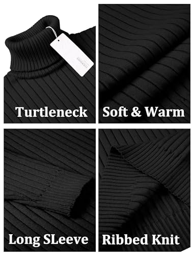 Men's Slim Fit Turtleneck Sweater Casual Pullover Sweater Lightweight Ribbed Sweater