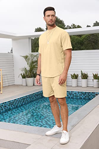 Mens 2 Piece Outfits Casual Tracksuit Shorts Summer Sweatsuit Oversize Short Sleeve Sport Set