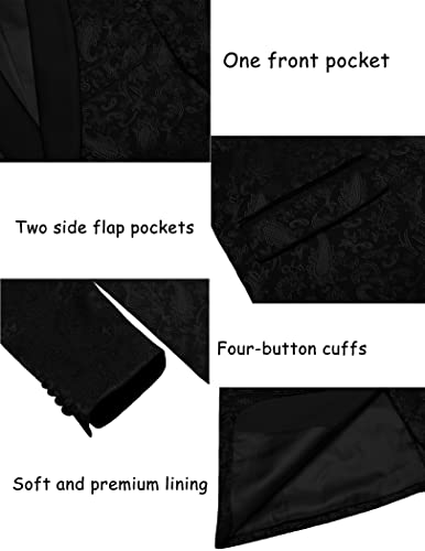 Men's Floral Tuxedo Jacket Paisley Shawl Lapel Stylish Suit Blazer Jacket for Wedding, Dinner, Party, Prom