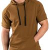 Men's Short Sleeve Hoodie Workout Gym Sweatshirt Muscle Fit Fashion Athletic Hoodies Pullover Cotton Hooded T-Shirts
