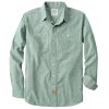® Chambray Shirt Men Long Sleeve Cotton Work Shirts with 2 Pockets Casual Button Down
