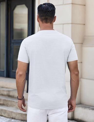 Mens Henley Shirts Short Sleeve Casual Button Down Shirts Lightweight Summer Basic Tee