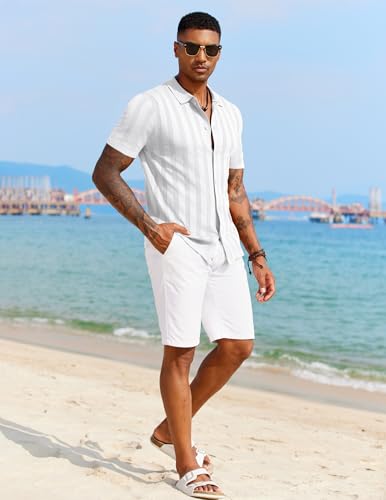 Men's Knit Polo Shirt Vintage Button Down Shirt Short Sleeve Hawaiian Shirt 2025 Summer Fashion Beach Shirts