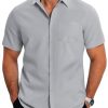 Mens Casual Button Down Shirts Short Sleeve Business Shirts Lightweight Wrinkle Free Dress Shirts