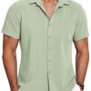 Mens Button Down Shirt Short Sleeve Causal Beach Shirts Summer Shirts with Pocket