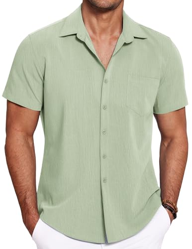 Mens Button Down Shirt Short Sleeve Causal Beach Shirts Summer Shirts with Pocket