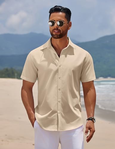 Men's Short Sleeve Button Down Casual Shirts for Men Summer Untucked Shirts