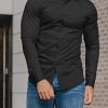 Men’s Muscle Fit Dress Shirts Athletic Slim Fit Long Sleeve Stretch Casual Button Down Shirt