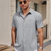 Mens Casual Button Down Shirts Short Sleeve Business Shirts Lightweight Wrinkle Free Dress Shirts