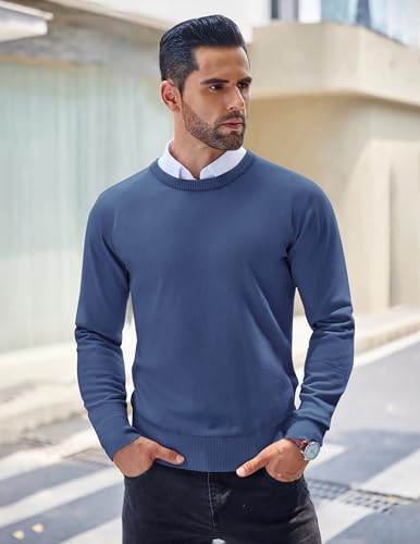 Men's Crew Neck Sweater Slim Fit Lightweight Sweatshirts Knitted Pullover for Casual Or Dressy Wear