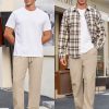Men's Casual Chino Pants Relaxed Fit Drawstring Elastic Waist Lightweight Pant Twill Pleated Trousers