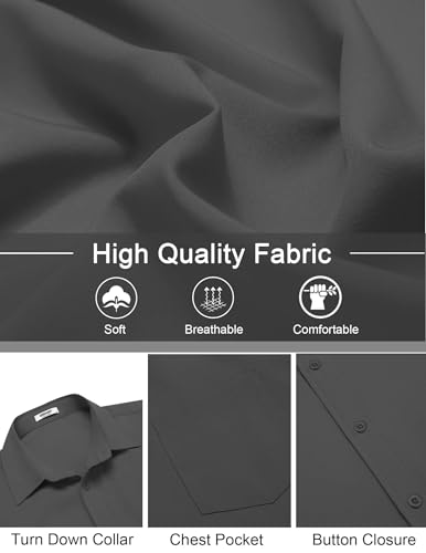 Men's Short Sleeve Button Down Shirts Casual Dress Shirts for Men Untucked Shirt with Pocket