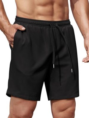 Men's Gym Workout Shorts 8 Inch Quick Dry Athletic Shorts Lightweight Drawstring Running Shorts