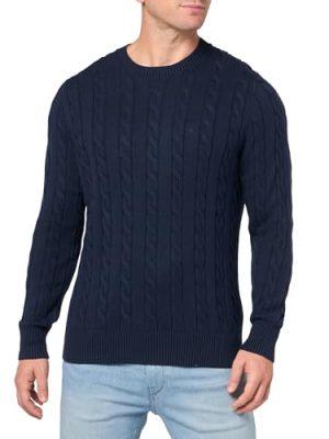 Men's Cotton Cable Crew Neck Sweater