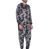 Men's Mink Fleece Hooded One-Piece Union Suit Pajamas