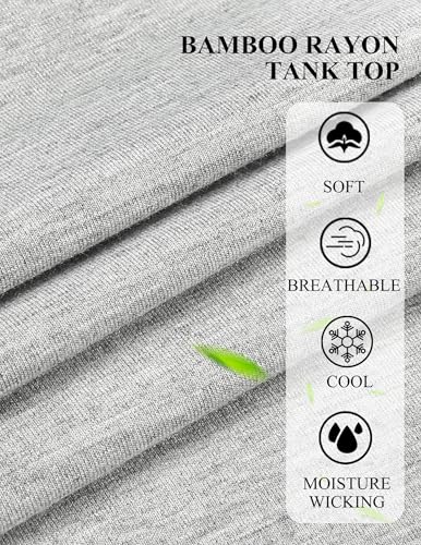 COOFANDY Mens Casual Tank Tops Moisture Wicking Muscle Sleeveless Shirts Soft Bamboo Viscose Tank Shirt 2 Pack