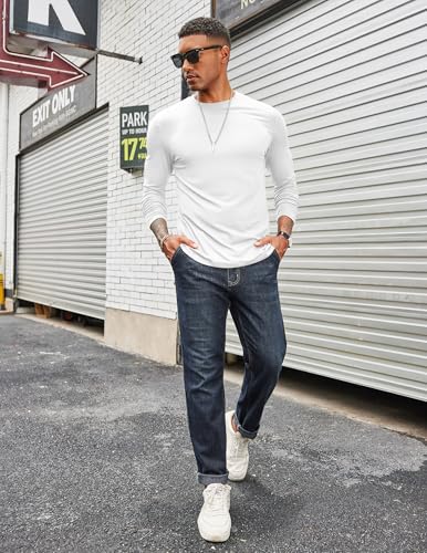 COOFANDY Mens Long Sleeve Tee Shirts Stretch Crew Neck Thermal Shirts Casual T Shirts for Men