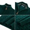 Mens Quarter Zip Sweater Cable Knitted Pullover Sweaters Textured Solid Colors Sweater