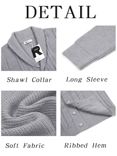 Mens Shawl Collar Cardigan Sweater Cable Knit Button Down Sweaters Long Sleeve Casual Winter Outwear
