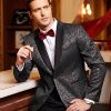 COOFANDY Men's Floral Tuxedo Jacket Jacquard Suit Jacket Slim Fit Blazer for Wedding, Prom, Dinner