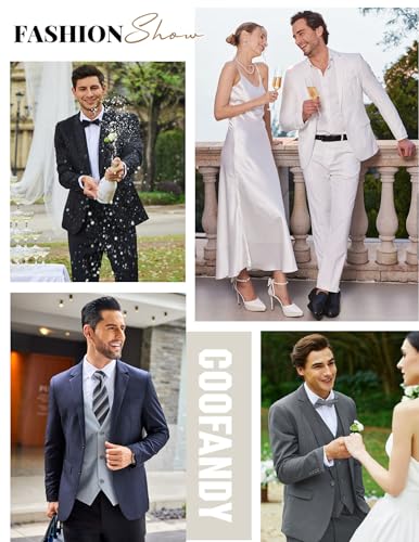 Men's 2 Piece Suits Classic Fit 2 Button Dress Suits Tuxedo Jacket Blazer for Wedding Business Dinner Prom