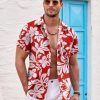 Mens Hawaiian Shirt Short Sleeve Button Down Shirts Tropical Summer Beach Shirts Casual Floral Aloha Shirts