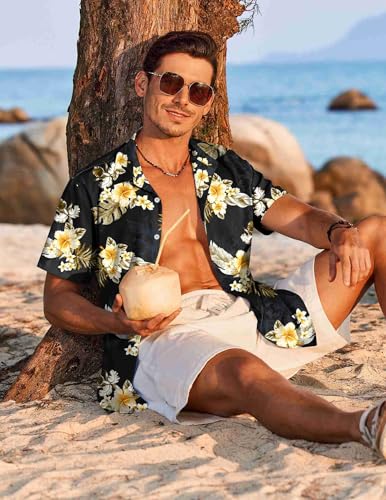 Hawaiian Shirt for Men Short Sleeve Floral Button Down Shirt Tropical Casual Summer Beach Shirts