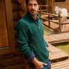 Mens Quarter Zip Sweater Cable Knitted Pullover Sweaters Textured Solid Colors Sweater