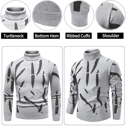 Mens Turtleneck Sweaters Cable Knit Long Sleeve Men's Pullover Sweaters
