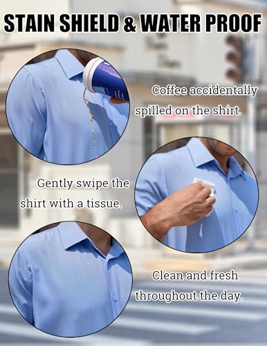 Mens Dress Shirts Short Sleeve Regular Fit Lightweight Untucked Button Down Shirt