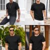 Mens Knit T-Shirts Summer Waffle Shirts Vintage Shirts Short Sleeve Crew Neck Tee Shirt Casual Crochet Top