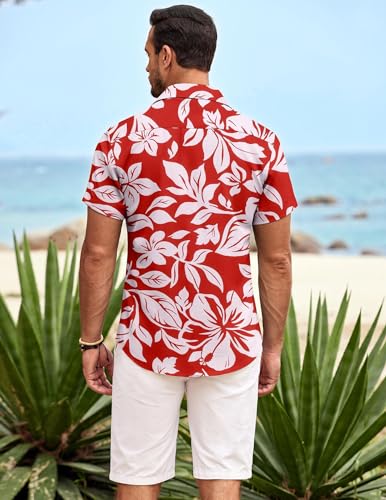 Mens Hawaiian Shirt Short Sleeve Button Down Shirts Tropical Summer Beach Shirts Casual Floral Aloha Shirts