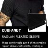 Men's Muscle T-Shirt Pleated Raglan Sleeve Bodybuilding Gym Tee Short Sleeve Fashion Workout Shirts Hipster Shirt