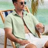 Mens Button Down Shirt Short Sleeve Causal Beach Shirts Summer Shirts with Pocket