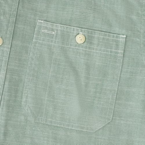 ® Chambray Shirt Men Long Sleeve Cotton Work Shirts with 2 Pockets Casual Button Down