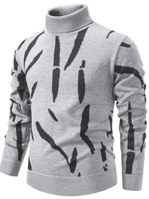 Mens Turtleneck Sweaters Cable Knit Long Sleeve Men's Pullover Sweaters