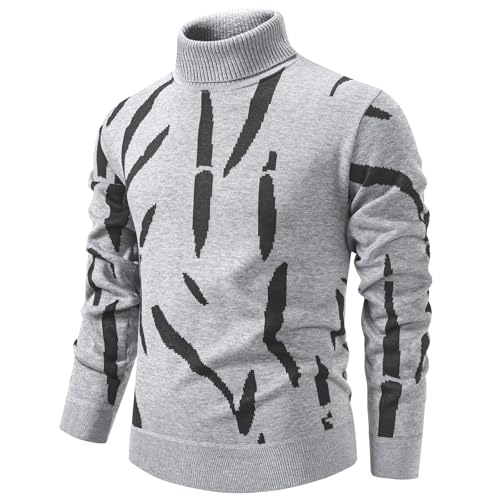Mens Turtleneck Sweaters Cable Knit Long Sleeve Men's Pullover Sweaters