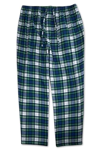 Mens Flannel Cotton Two Piece Pajama Shirt and Elast Pants Lounge Set,