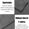 Men's 2 Pack Muscle T-Shirt Stretch Long Sleeve Gym Workout Bodybuilding Training Tee Shirts Casual Hipster Tops