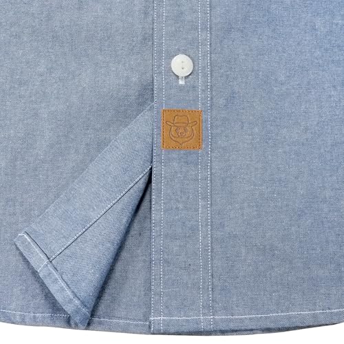 ® Chambray Shirt Men Long Sleeve Cotton Work Shirts with 2 Pockets Casual Button Down