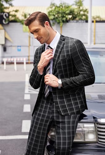 Men's 2 Piece Suits Classic Fit 2 Button Dress Suits Tuxedo Jacket Blazer for Wedding Business Dinner Prom